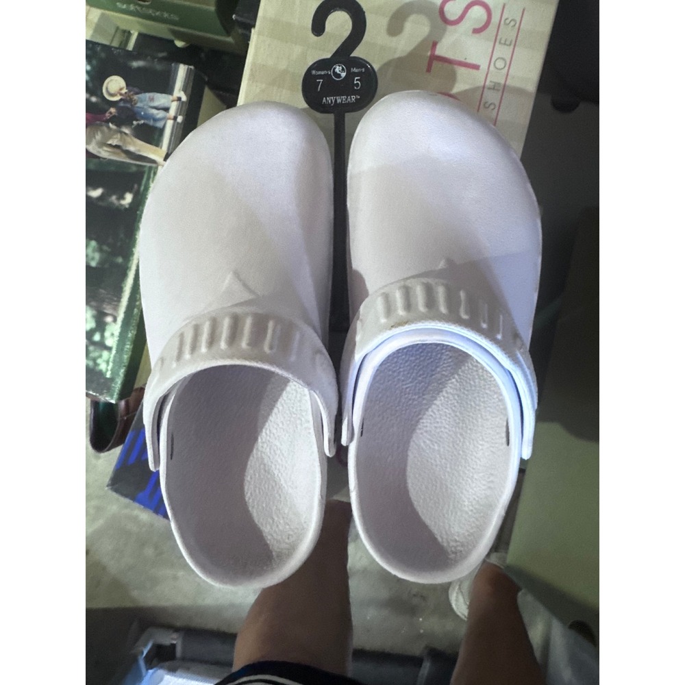 Anywear White Nursing Clogs Women 7 Men 5 Slip On Work Shoes Convertible Strap